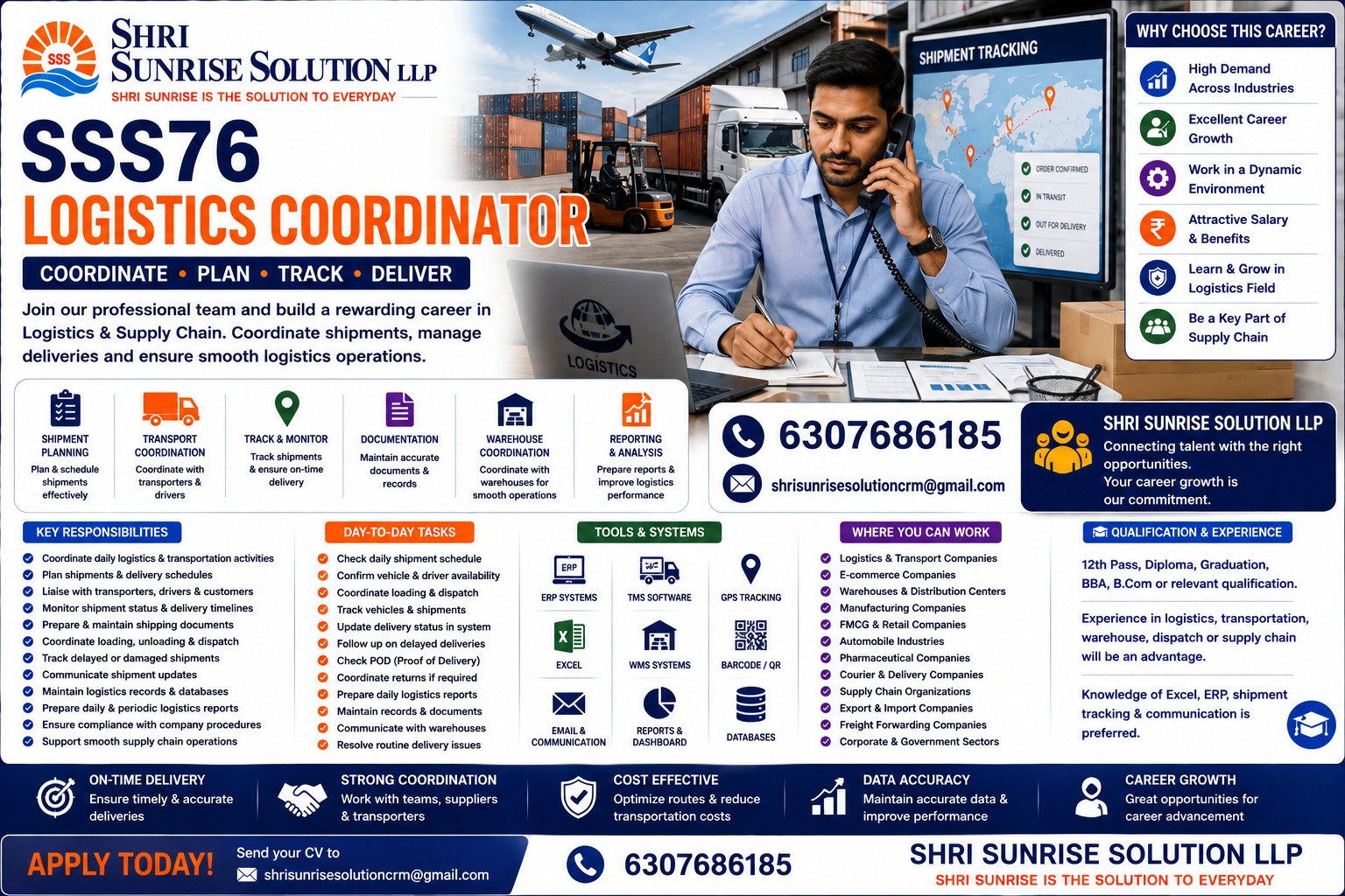 SSS76 – Logistics Coordinator Logistics Coordinator Jobs in India | Duties, Skills, Requirements & Career Opportunities