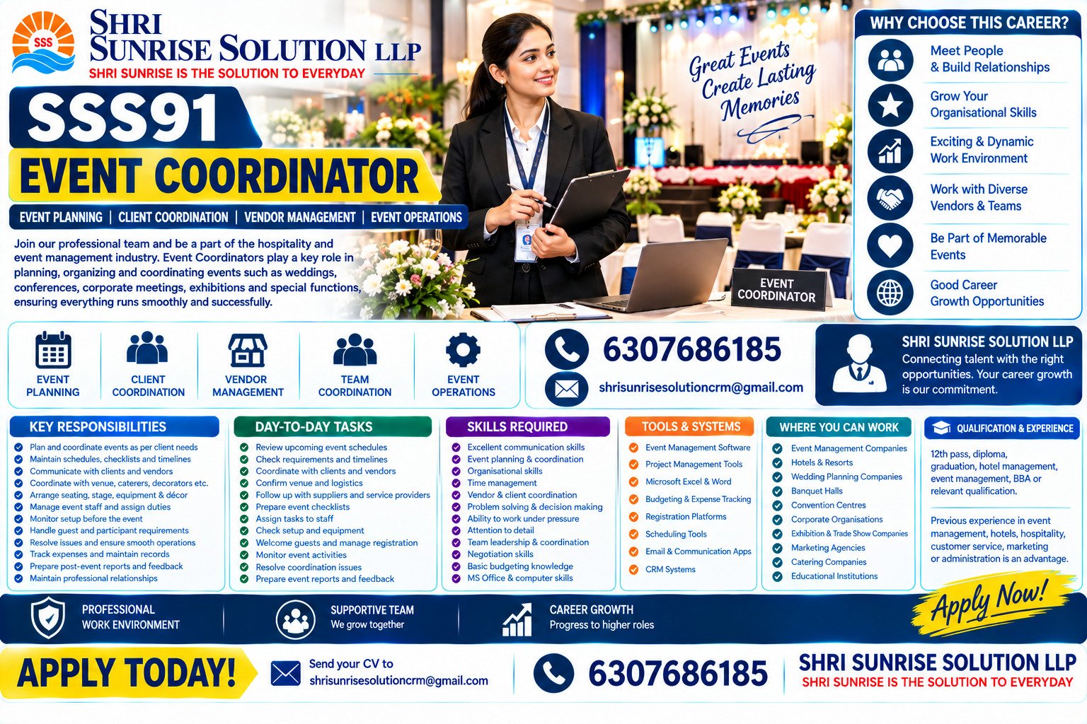 SSS91 – Event Coordinator Event Coordinator Jobs in India | Duties, Skills, Requirements & Career Opportunities