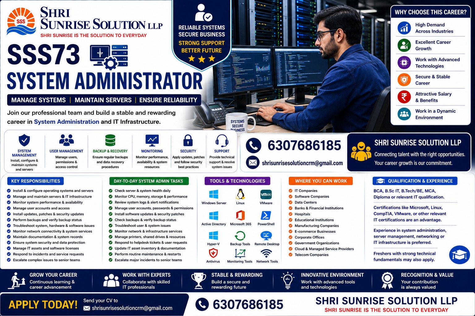 SSS73 – System Administrator System Administrator Jobs in India | Duties, Skills, Requirements & Career Opportunities