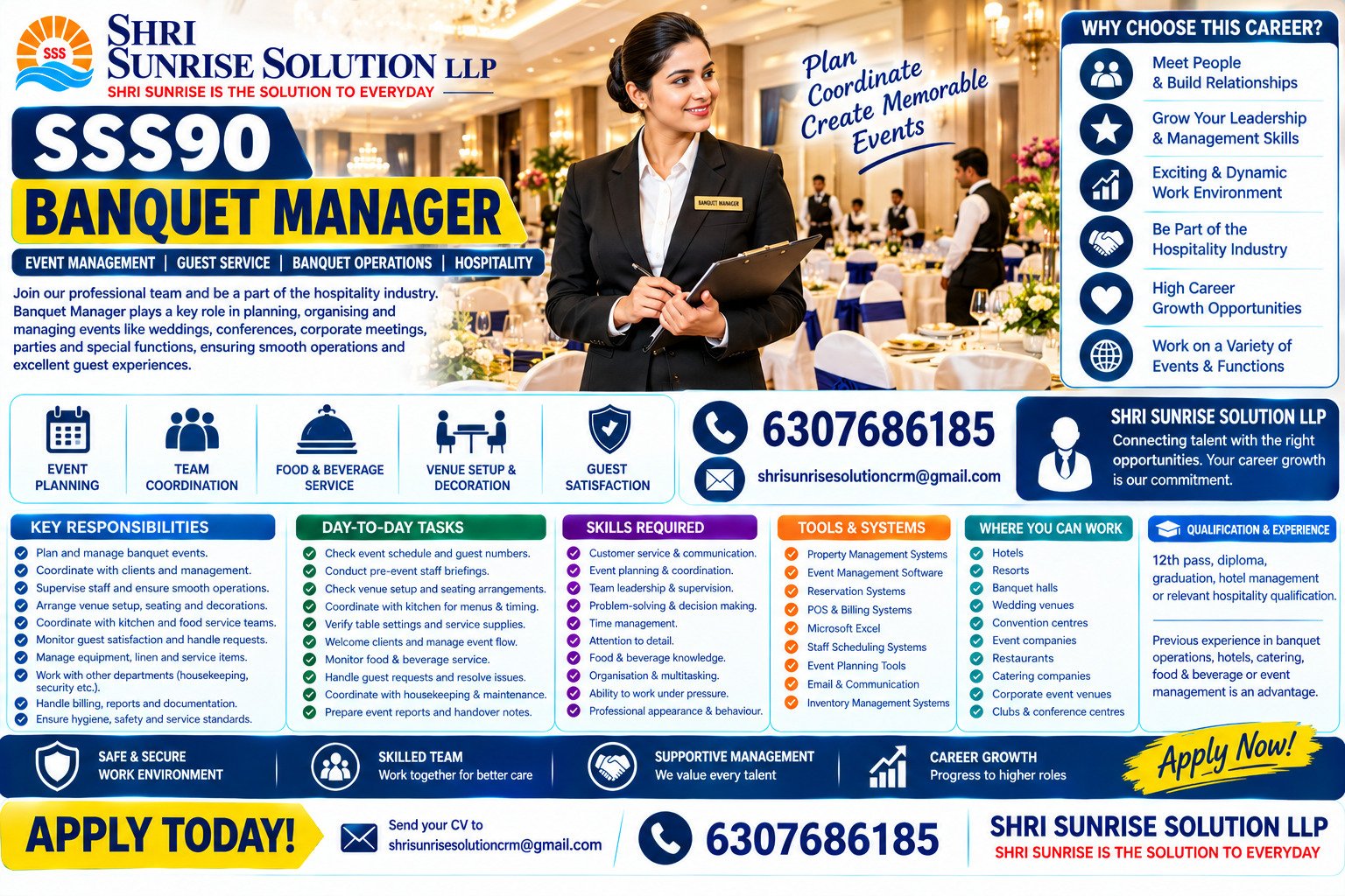SSS90 – Banquet Manager Banquet Manager Jobs in India | Duties, Skills, Requirements & Career Opportunities