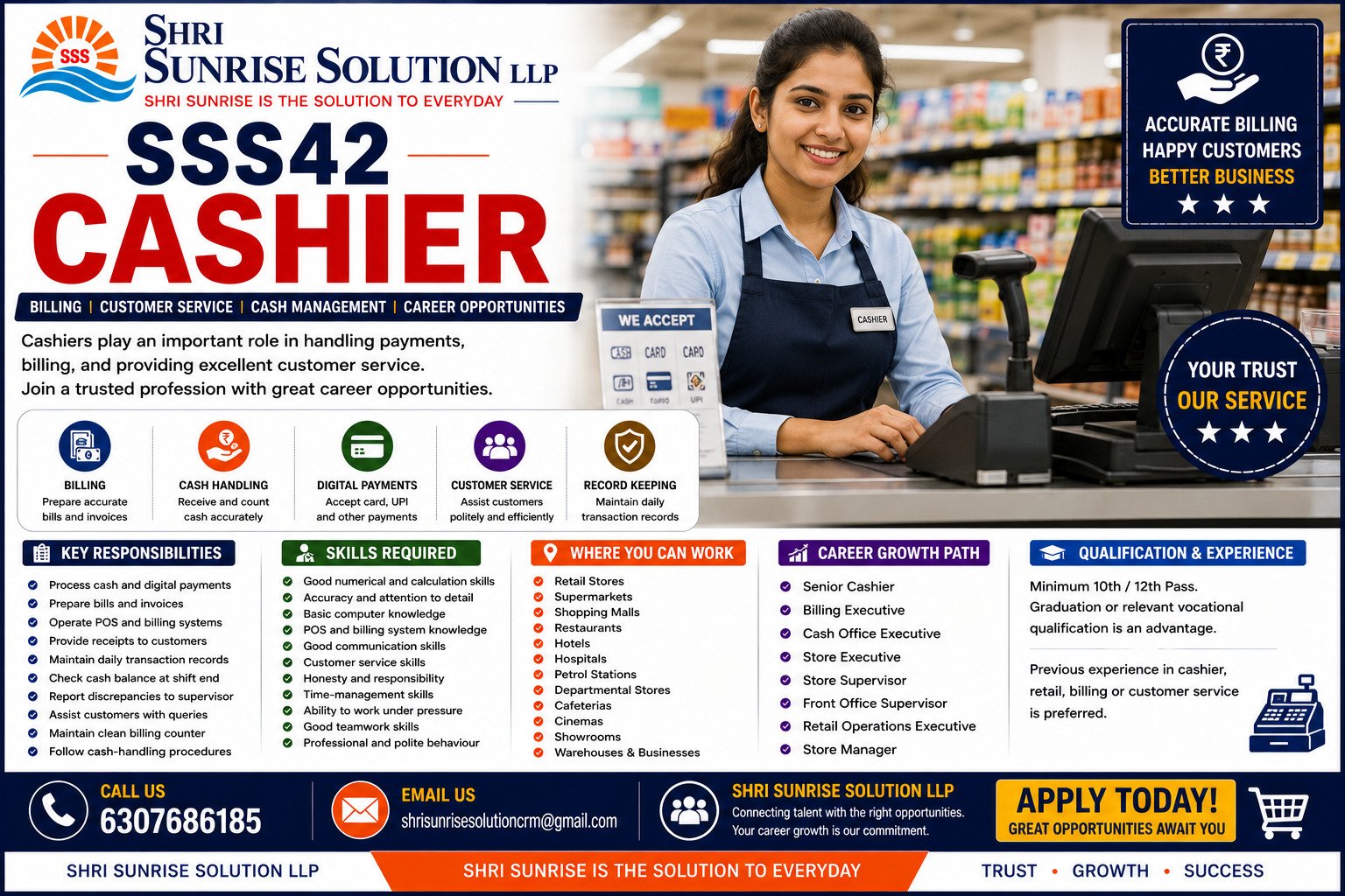 Cashier SSS42 – Cashier Jobs in India | Duties, Skills, Requirements & Career Opportunities