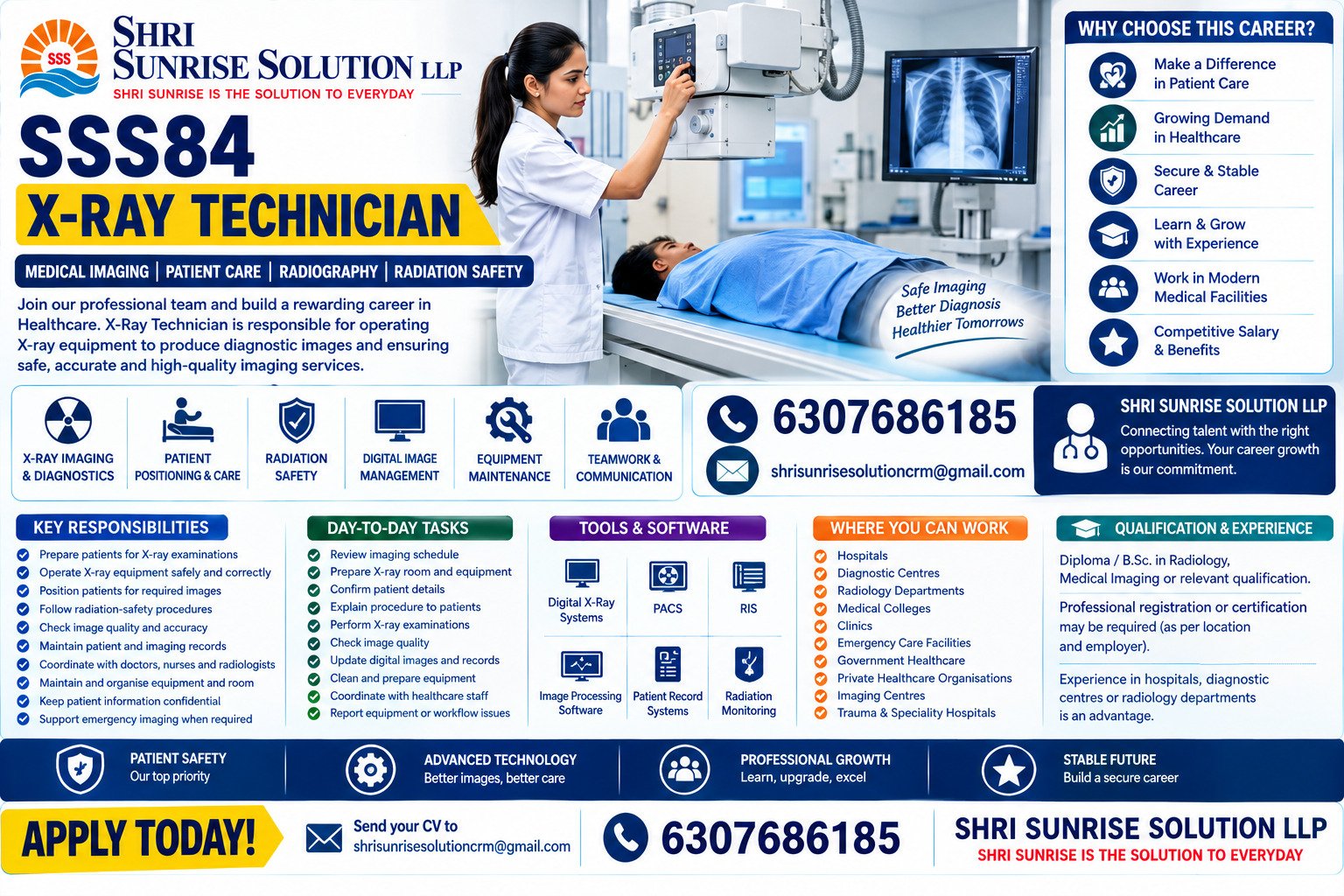 SSS84 – X-Ray Technician X-Ray Technician Jobs in India | Duties, Skills, Requirements & Career Opportunities